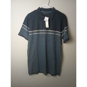 Anko Men's Polo Blue Stripped Size Medium NWT Short‎ sleeve